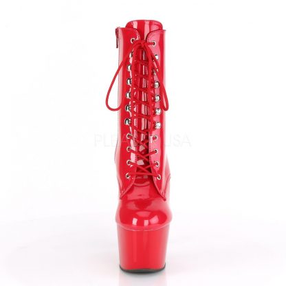 front of red Lace-Up platform ankle boots with 7-inch heels Adore-1020