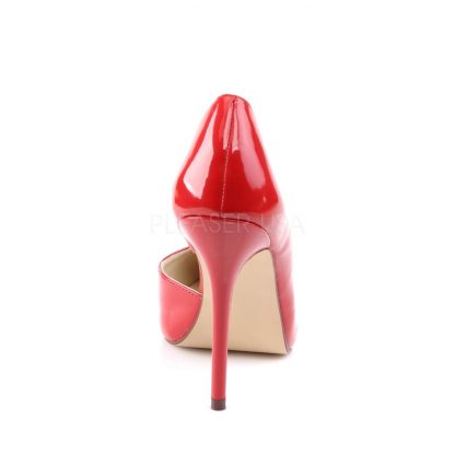 back of Open-sided red pump shoe with 5-inch high heel Amuse-22
