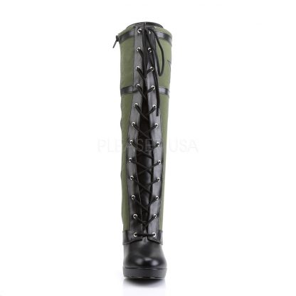 front of Lace-Up Knee High Military Boot with 4-inch Heel Arena-2022