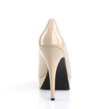 back of cream peep toe pump 5-inch high heel shoes Chloe-01
