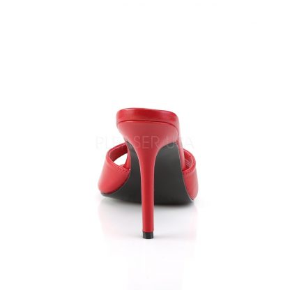 back of red Peep toe slide slipper with 4-inch heel Classique-01