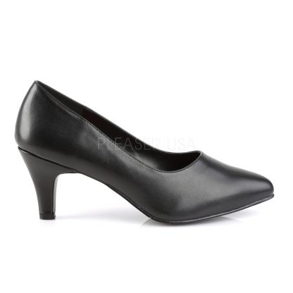 side view of classic black pump with 3-inch block heel Divine-420