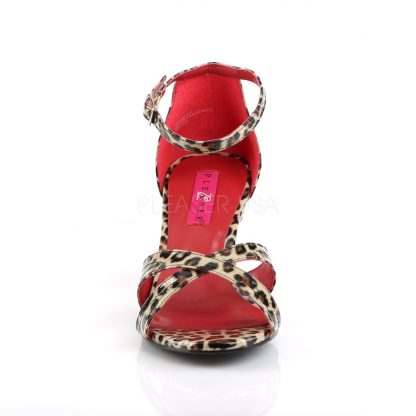 front of cheetah Ankle strap sandal shoe with 3-inch heel Divine-435