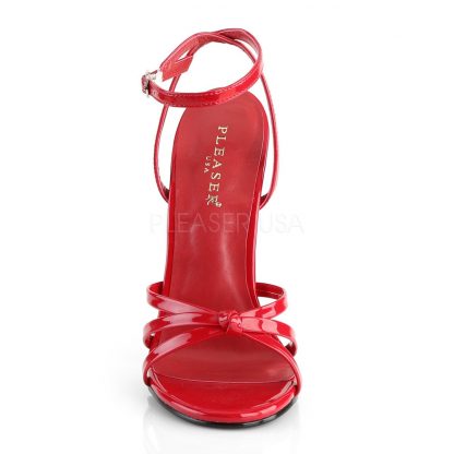 front of red strappy sandal shoe with 6-inch spike heel Domina-108