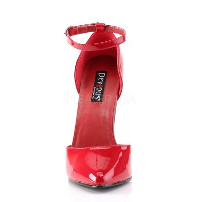 front of red Ankle strap fetish D'Orsay pumps with 6-inch heel Domina-402