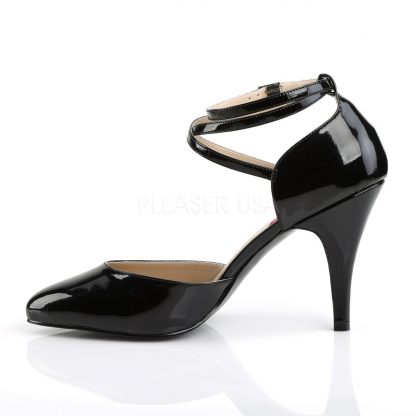 side of black Crisscross ankle strap D'Orsay pumps with 4-inch Dream-408