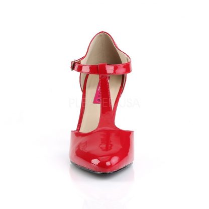 front of red T-strap pump shoes with 4-inch spike heel Dream-425