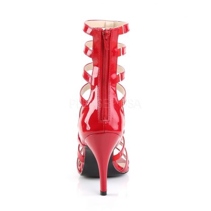 back of red strappy ankle boot with 4-inch spike heel Dream-438