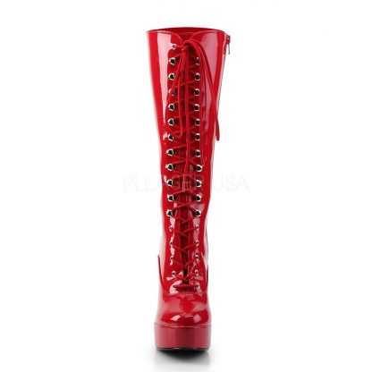 front of red lace-up platform knee boot 5-inch chunky heel Electra-2020