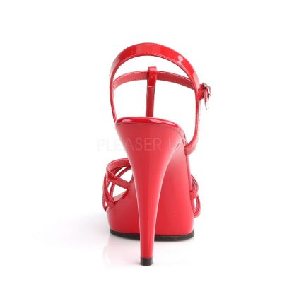 back of strappy red platform sandals with 4-inch stiletto heels Flair-420