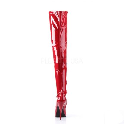 back of red platform thigh boot with 5-inch spike heel Indulge-3000