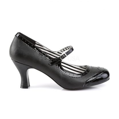 side of black Spectator Mary Jane pump shoes with 3-inch heels Jenna-06