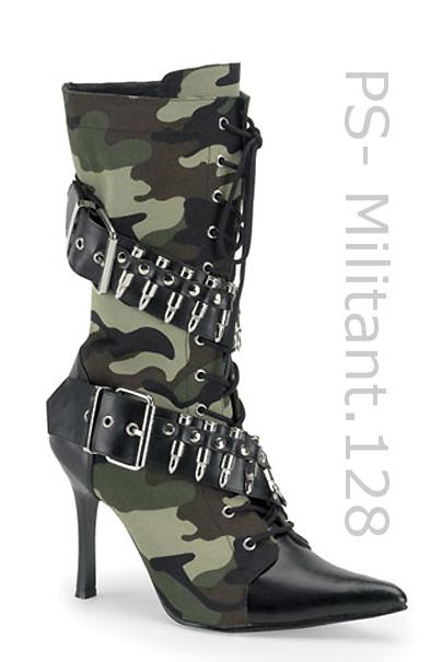 Militant-128 Camouflage knee boor with 4 inch heel