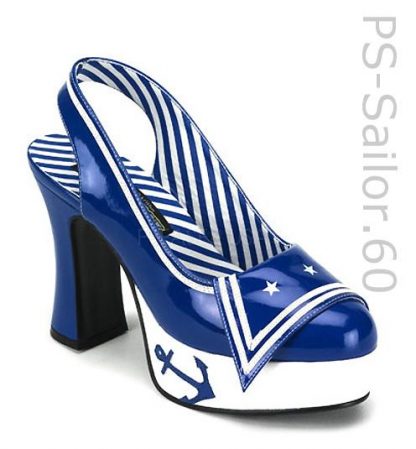 sailor costume high heel blue slingback pump shoes Sailor-60