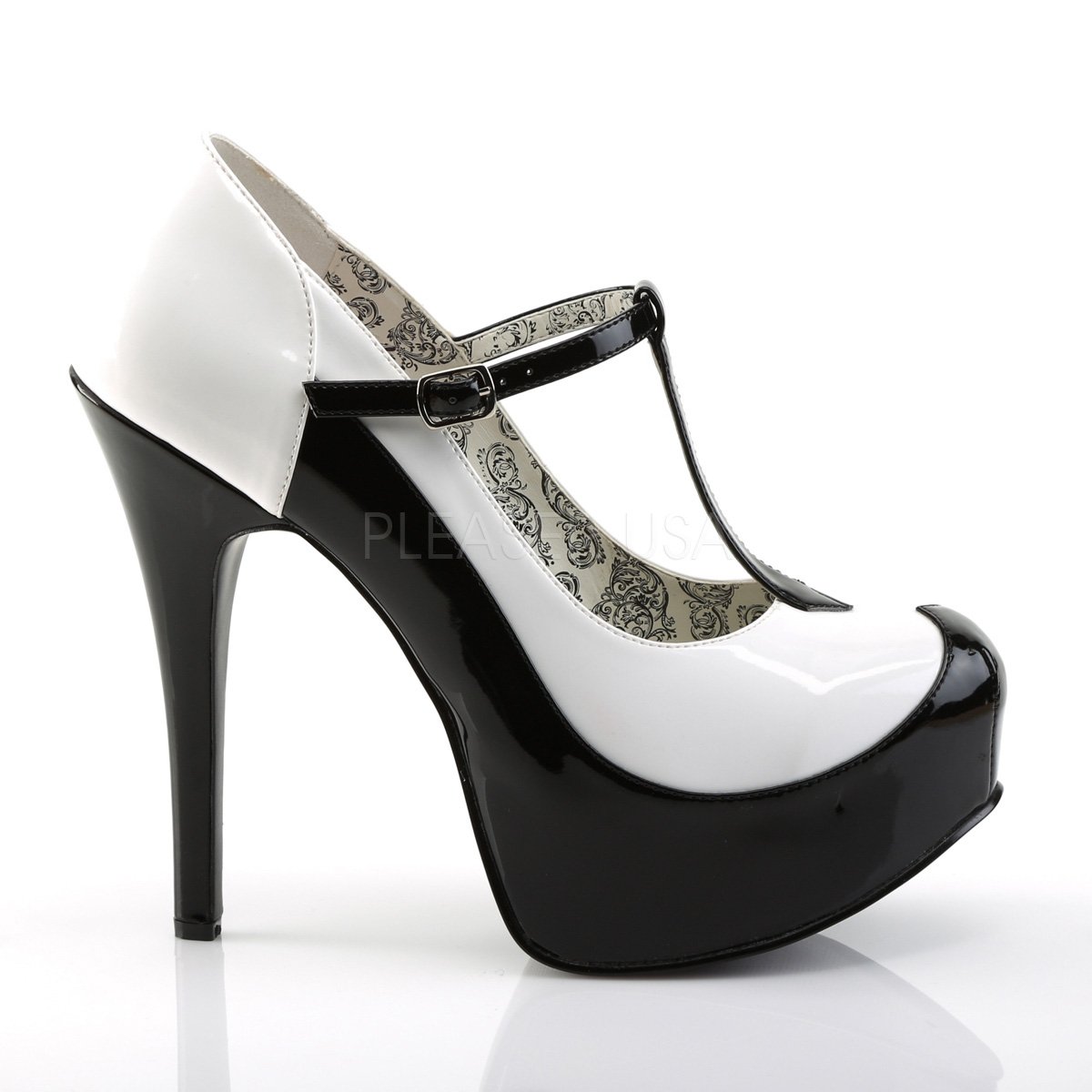 Two Tone T-Strap Pump Shoes with 5-inch Spike Heels – RedNeckWear