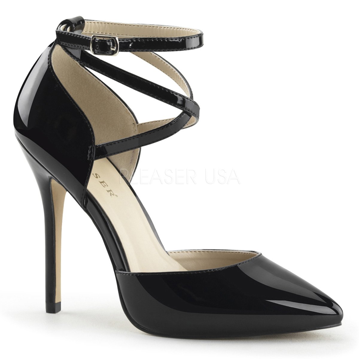Ankle Strap Patent Pump Shoe with 5-inch Stiletto Heel 3-colors