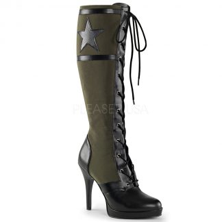 Lace-Up Knee High Military Boot with 4-inch Spike Heel Arena-2022