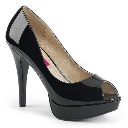 black peep toe pump 5-inch high heel shoes Chloe-01