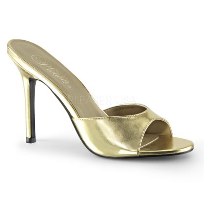 gold Peep toe slide slipper with 4-inch heel Classique-01