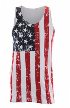 Distressed American flag sleeveless men's shirt