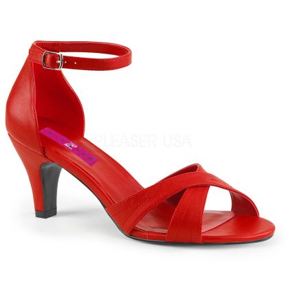 red Ankle strap sandal shoe with 3-inch heel Divine-435