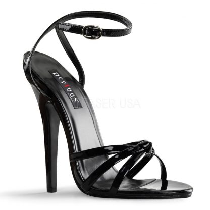 Wrap around knotted strap black sandal shoe with 6-inch heel Domina-108