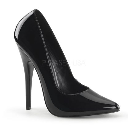 black patent Fetish pumps with 6-inch stiletto heels Domina-420
