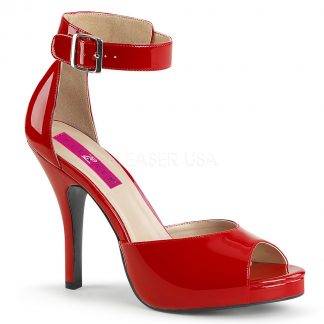 red closed back sandal with ankle strap and 5-inch heel Eve-2