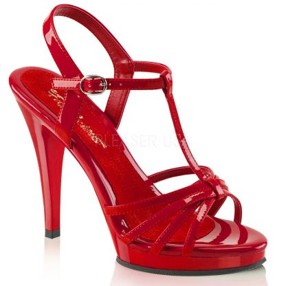 strappy red platform sandals with 4-inch stiletto heels