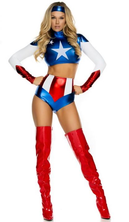 554701 shiny Pretty Patriot sexy super hero 2-piece costume