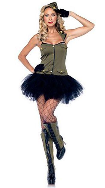 full view military USO Gal 2-piece Army costume 85005