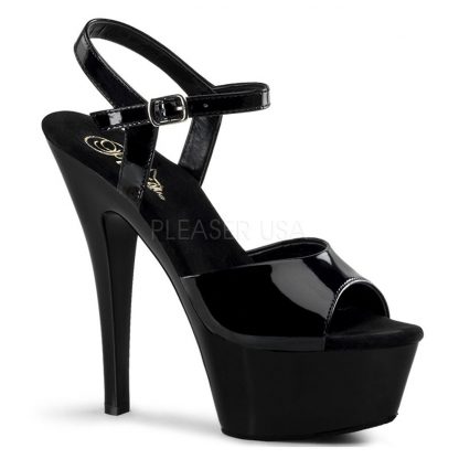 black patent Platform sandal high heel shoes with 6-inch heels Kiss-209