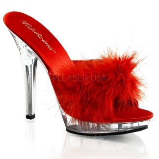 Feather slipper shoe with clear 5-inch heel Lip-101-8