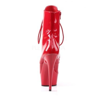 DELIGHT-1020 back view red lace-up ankle boot with 6 inch spike heel