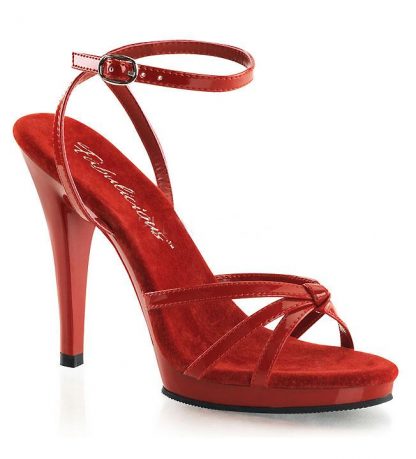 FLAIR-436 red ankle strap shoe 4-inch spike heel