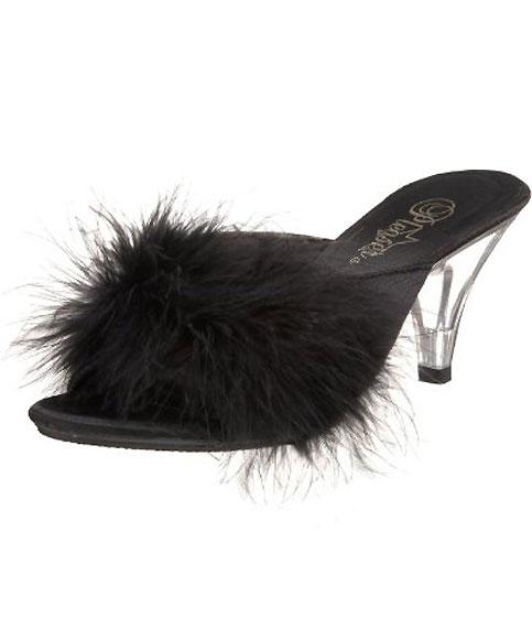 Fuzzy Slipper Shoe 3-inch Clear Heel 4-colors – RedNeckWear