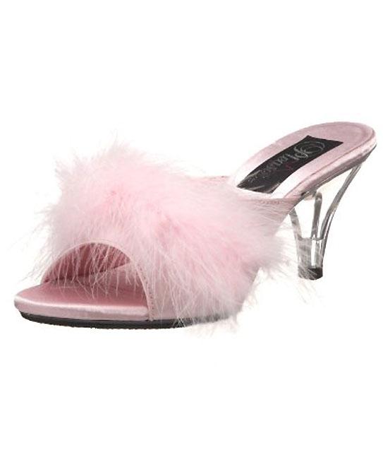 fuzzy heels pink