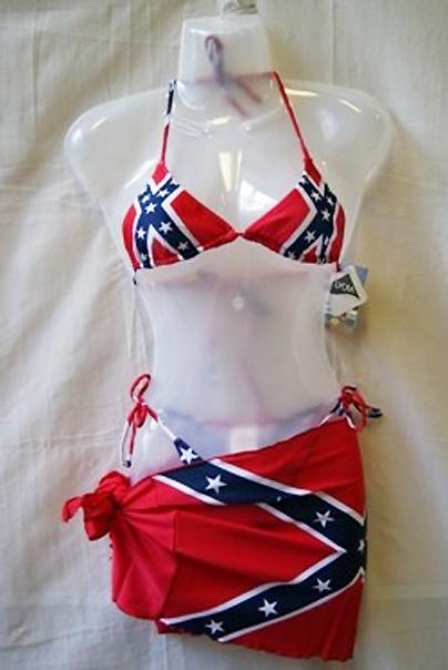 Rebel flag bikini Lycra triangle top 818693TT with wrap skirt