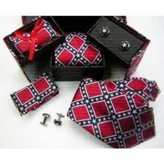 Rebel Confederate flag 3-pc Gift Set 23460 of neck tie, pocket square and cuff links