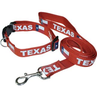 602830 Texas flag red dog collar and leash set