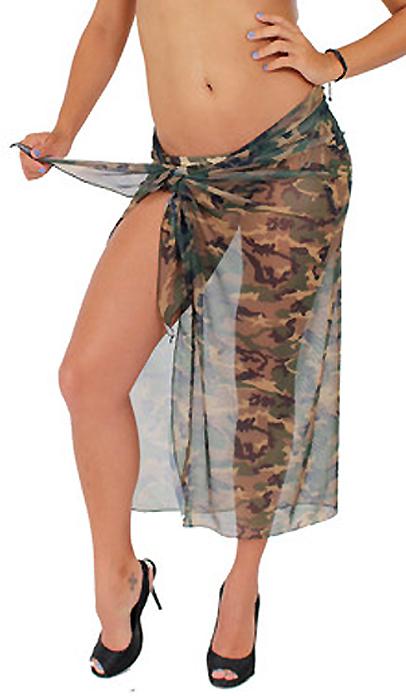 Sheer camouflage long wrap skirt ST269