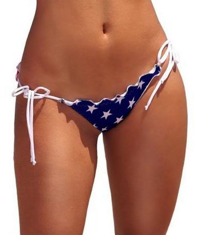 USA American flag RUFFLE scrunch back side tie bikini bottom