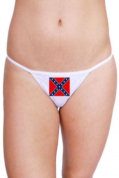 Rebel Confederate flag white thong underwear