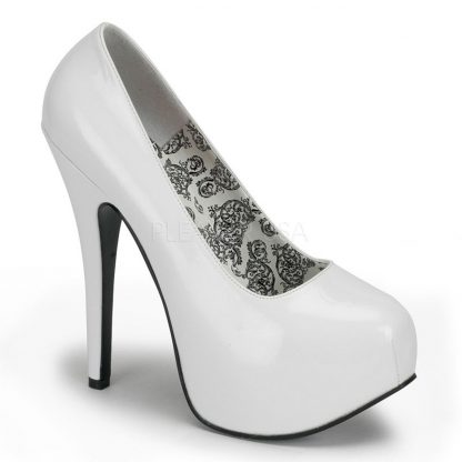 white hidden platform wide width pump shoes with 5-inch heel Teeze-06W