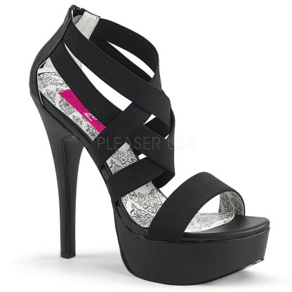 black crisscross close back peep toe sandal shoes with 5-inch heels Teeze-47W