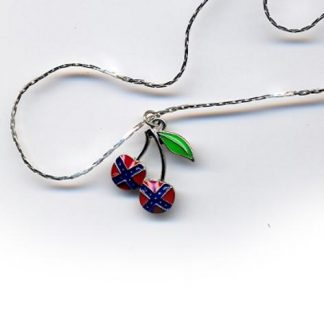 Rebel flag necklace with pendant of two cherries