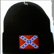 black knit hat with rebe flag in front