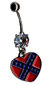 confederate flag heart body jewelry