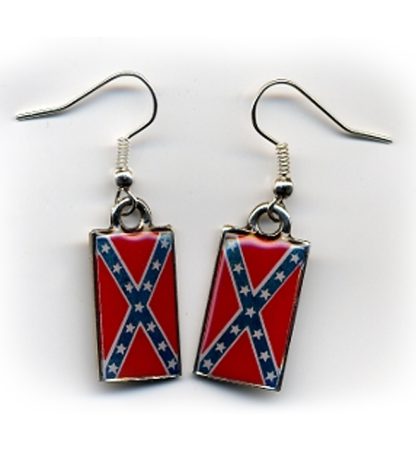 Rebel earrings with Confederate battle flag pendant