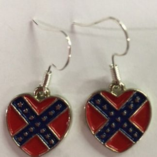 Rebel earrings with Confederate Battle flar heart pendant